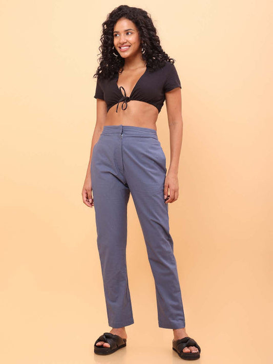 UNTUNG - Light Blue Straight Cotton Pants