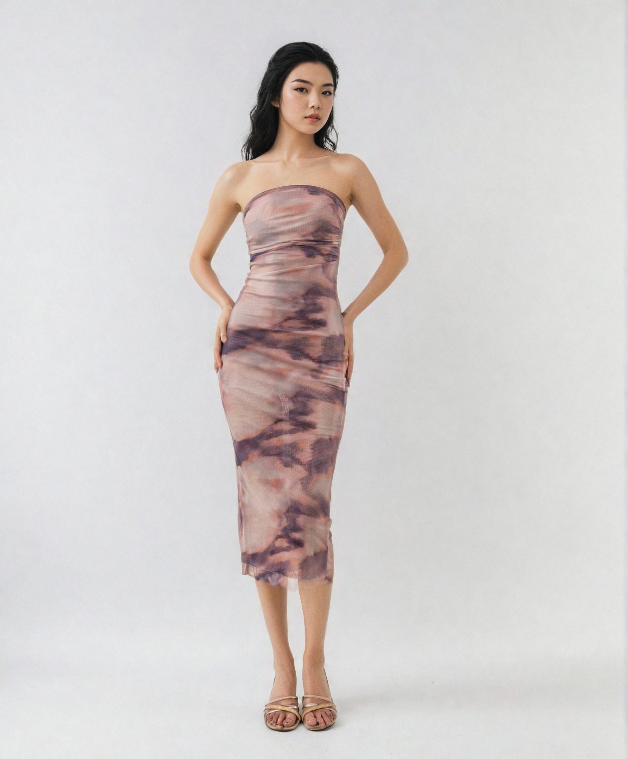 MYWISHBAG - MWB Printed Tulle midi Printed Dress