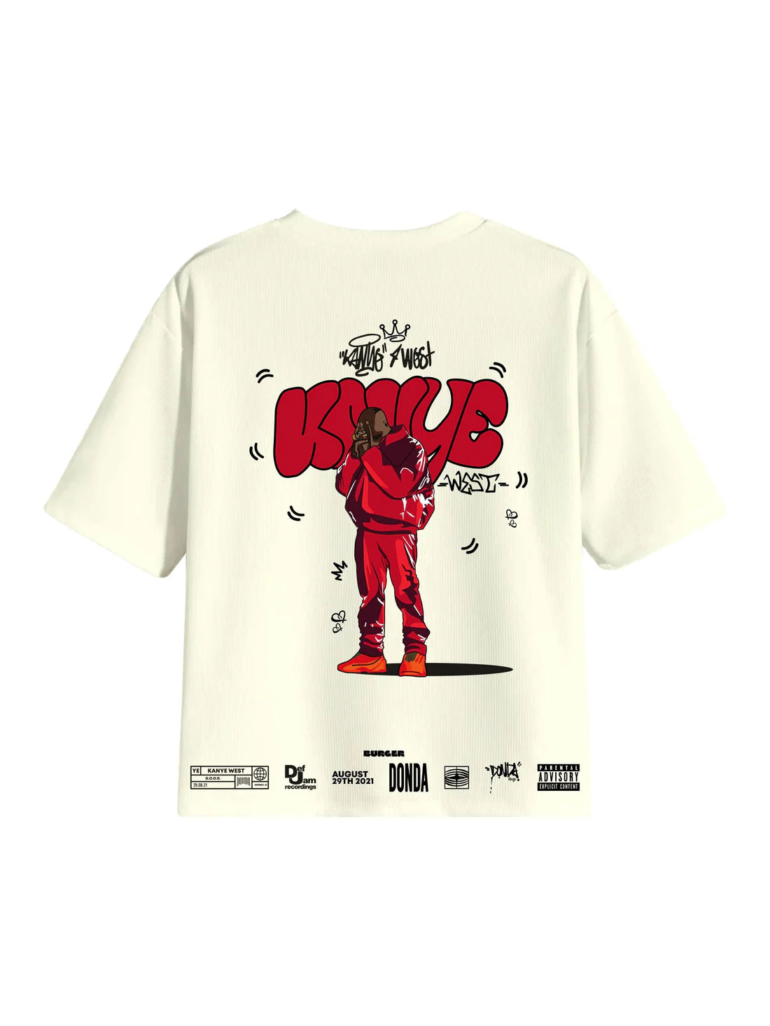 The Kanye West : Donda Cartoon Art Drop Sleeved Tee For Men And Women