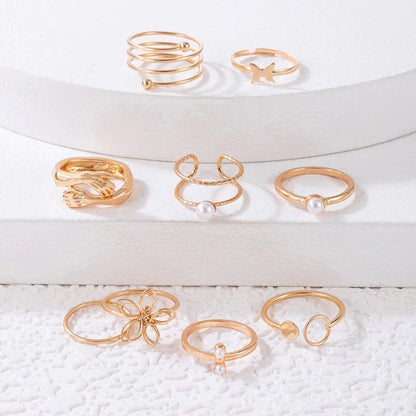 Symphony of Adornments: Ensemble of Rings (Pack of 9)