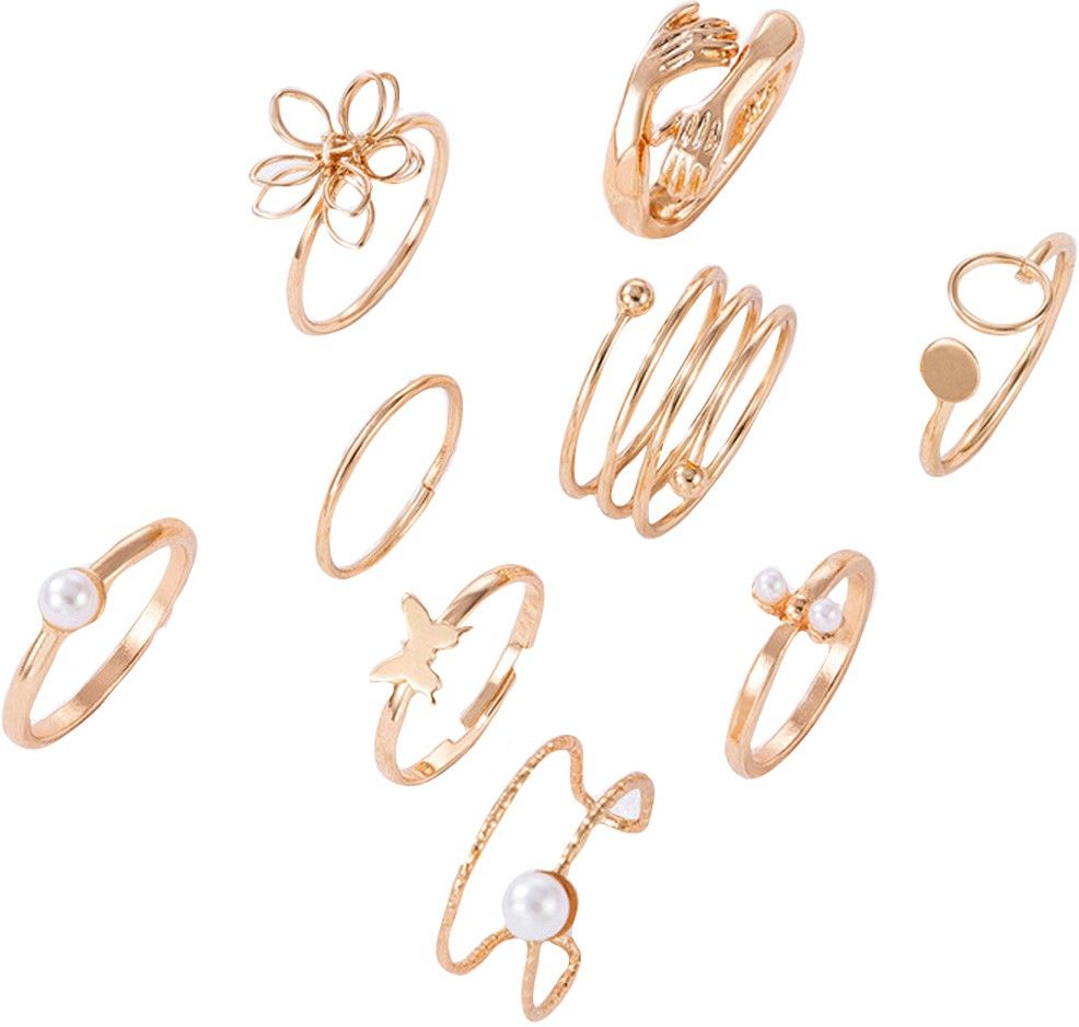 Symphony of Adornments: Ensemble of Rings (Pack of 9)