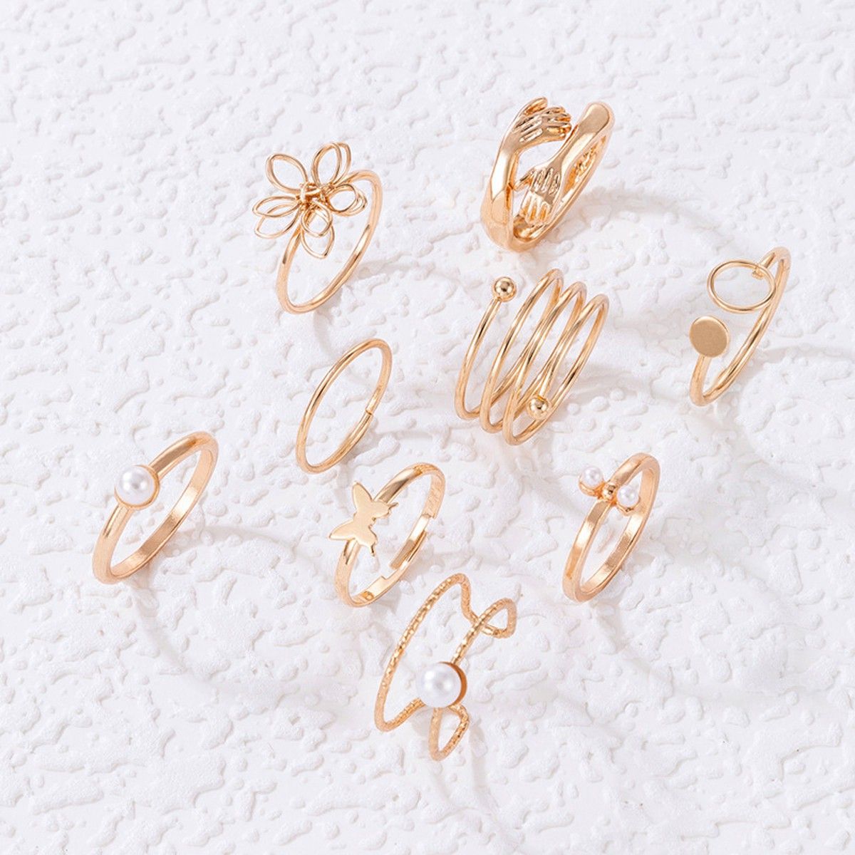 Symphony of Adornments: Ensemble of Rings (Pack of 9)