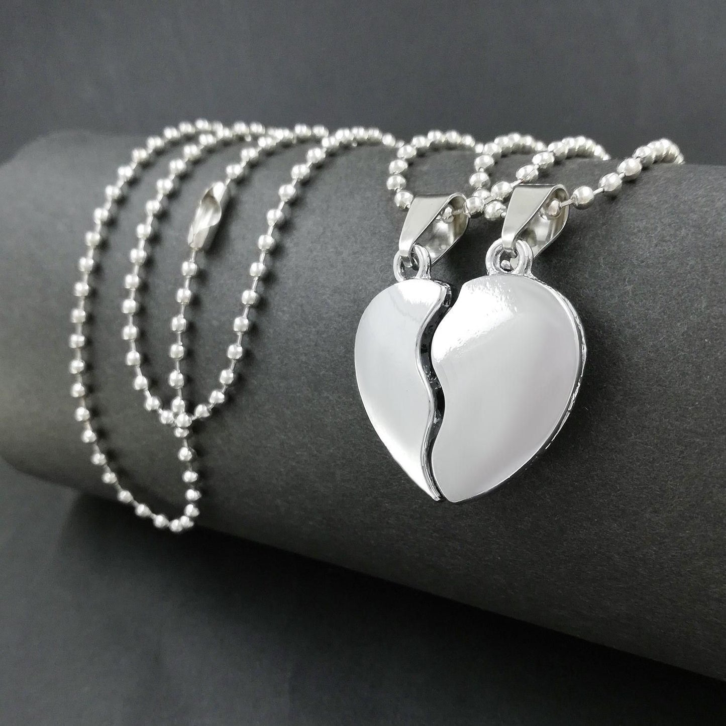 Eternal Unity: Set of Silver-Plated Couple Pendants
