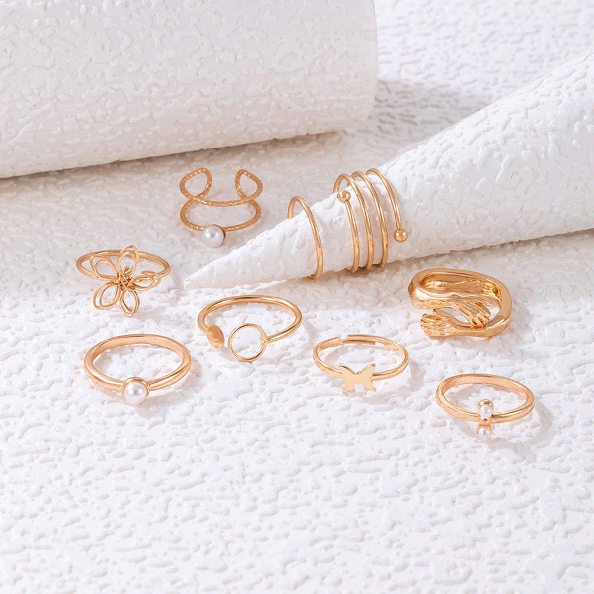 Symphony of Adornments: Ensemble of Rings (Pack of 9)