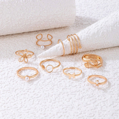 Symphony of Adornments: Ensemble of Rings (Pack of 9)